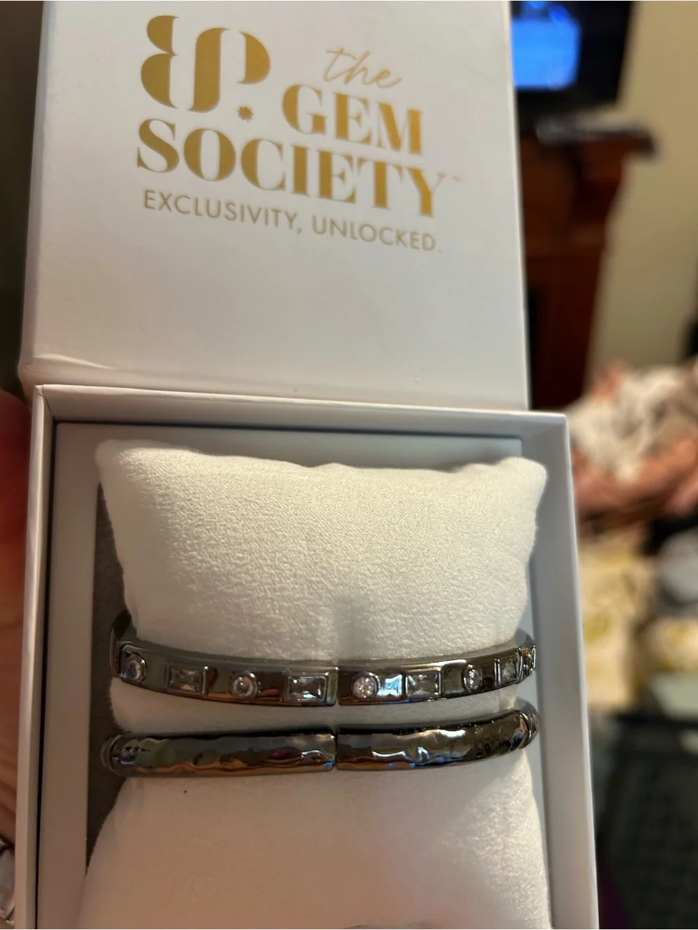 Bomb Party Gem Society Hematite Bracelet Set with Crystal Accents